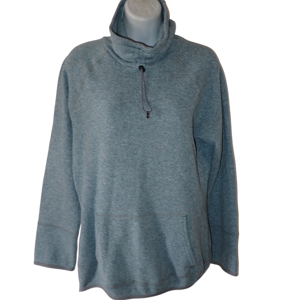 Eastern Mountain Sports Women L Blue Heather Cowl Neck Bungee Pullover Sweater